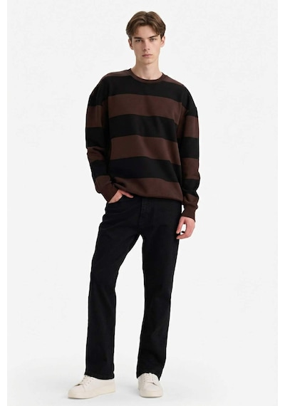 Defacto Boxy Fit Bisiklet Yaka Çizgili Sweatshirt A9066ax25aubn192 Kahve-bn192