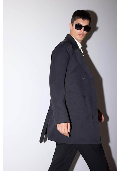 Defacto Slim Fit Dar Kesim Kemerli Düğmeli Trençkot D5528ax25aubk27 Siyah