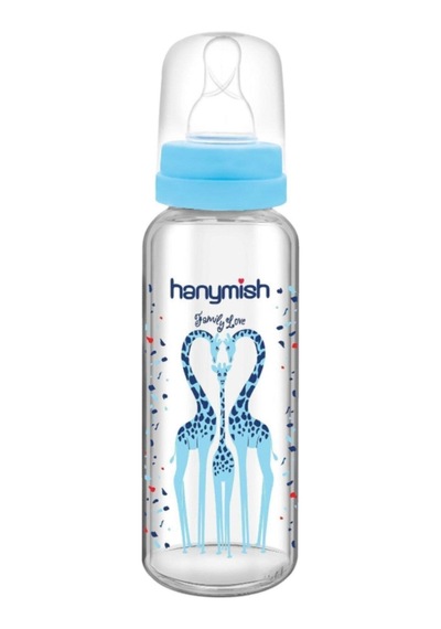 Hanymish Mavi Yenidoğan Bebek Cam Biberon Emzik Seti Hediye Seti 5'Li