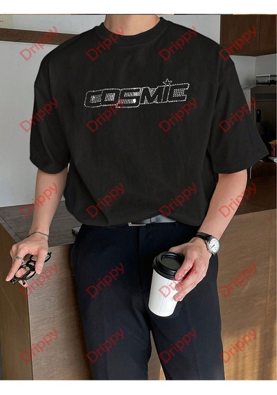 Flood Of Style Unisex Cosmic Baskılı Tshirt Siyah