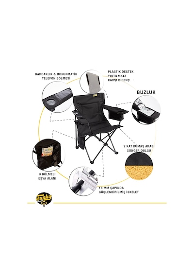 FUNKY CHAIRS Cool Ice Siyah Kamp Sandalyesi XL Siyah