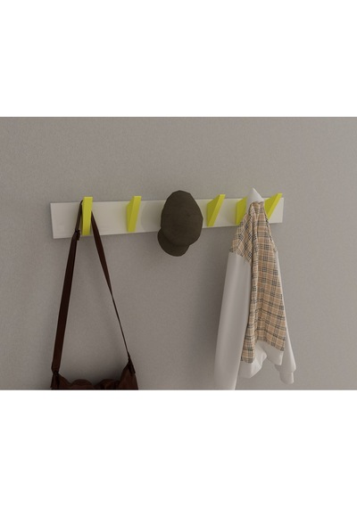 Hepsi3boyutlu Modern Duvar & Kapı Kanca Askılık - 6 Adet Sarı Kanca Askılık - Model No : 5 Sarı