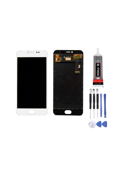 General Mobile Gm6 Uyumlu Lcd Ekran Çıtasız Beyaz + Montaj Kiti
