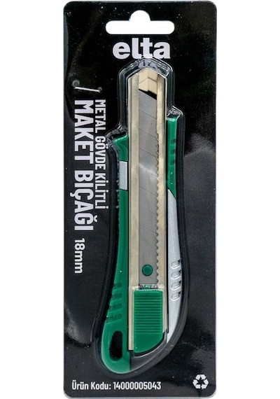 Elta Metal Gövde Kilitli Geniş Maket Bıçağı 18 Mm