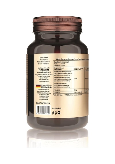 Validus Magnezyum Complex Bisglycinate Taurat Malat Vitamin B6 Vitamin D3 1000 Ünite 30 Tablet