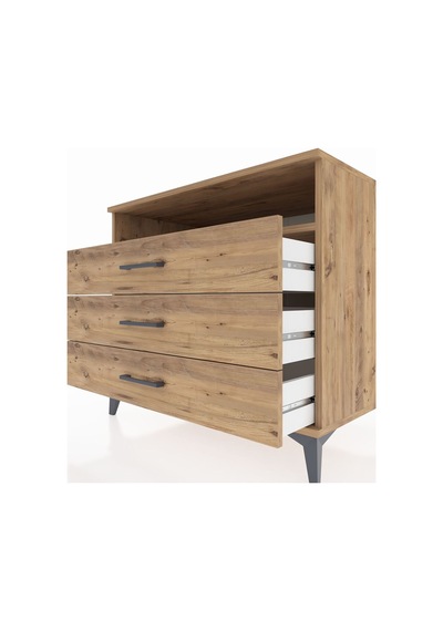 Kronos Şifonyer Tek Raflı 3 Çekmeceli 88x59x80 Çam-çam Çam