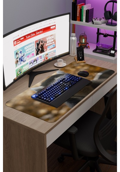 Lemur Kaymaz Dikişli Kauçuk Oyuncu Mousepad V1 - 90x40 Xxl Gaming Mouse Pad Fare Altlığı