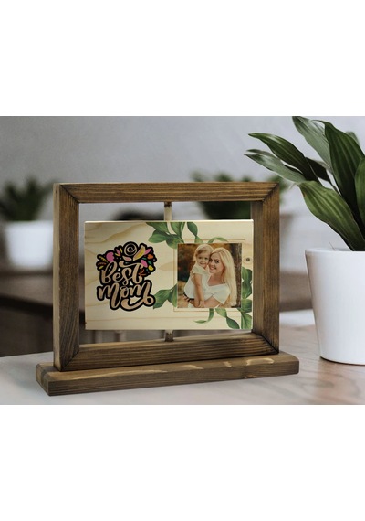 Bk Gift Kişiye Özel Fotoğraflı Doğal Ahşap Dönen Fotoğraf Çerçevesi, Anneler Günü Hediyeleri, Ev Dekoru, Masaüstü Dekoru-2