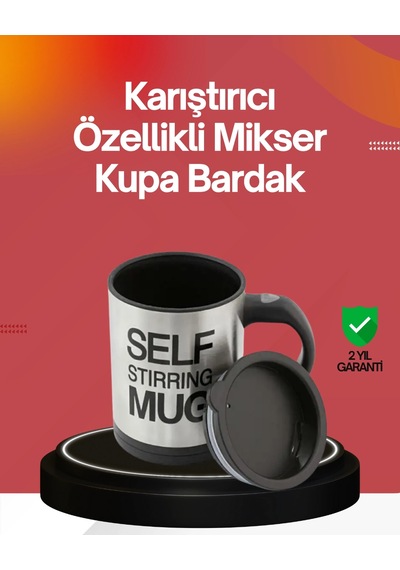 Kendi Kendini Karıştıran Termos Kupa Güçlü Motor Çift Katmanlı Isı Koruma Açık Gri
