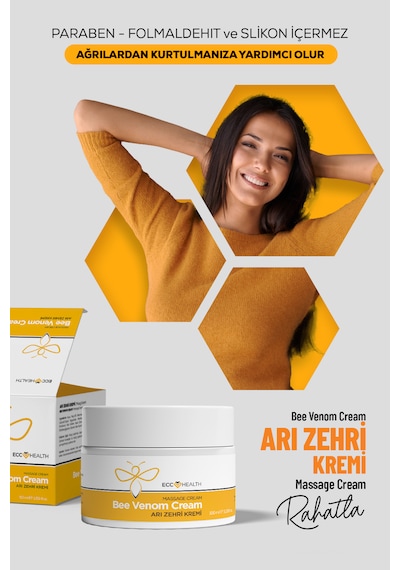Arı Zehri Masaj Kremi 100 Ml Kas, Sırt, Boyun Ve Eklem Çevresi İçin Bölgesel Bakım
