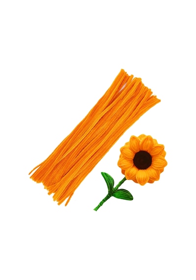 25'li Turuncu Renkli Şönil, Eğitici Şönil Seti, Tüylü Tel, 30 Cm, Peluş Tel