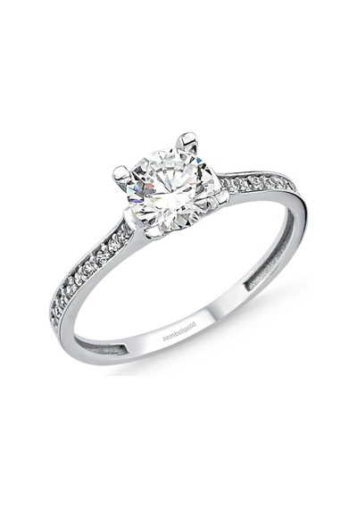 Beyaz Altın Tektaş Yüzük 0.65 Karat Zirconia 304122141