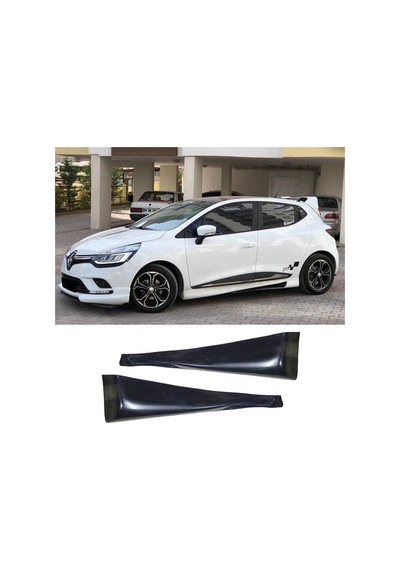 Renault Clio 4 Custom Yan Marşpiyel Seti Plastik 2 Adet Mat Siyah 2012-2019 Karlık+ek+bodykit