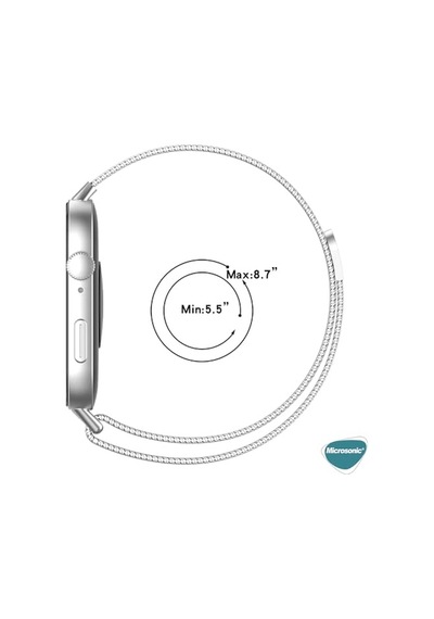 Huawei Watch Fit 5 İçin Kordon Milanese Loop Gümüş Watch Fit 5 İle Uyumlu Kordon - Gümüş