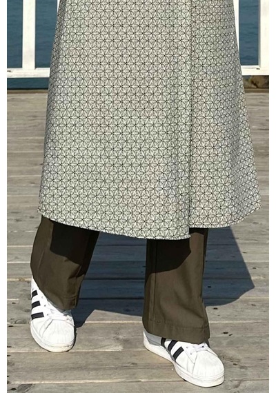 Rabia Şamlı Haki Bol Paça Pantolon Normal