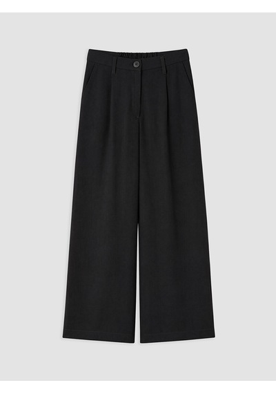 Lcwaıkıkı Classic Siyah Beli Lastikli Pileli Kadın Kumaş Pantolon