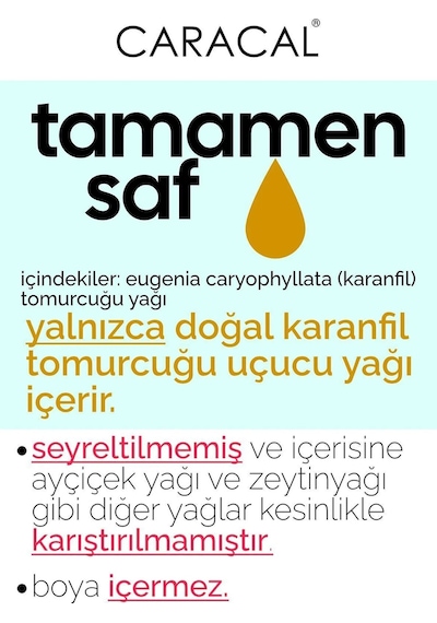 Caracal Doğal Karanfil Yağı 10ml %100 Saf Katkısız Karanfil Uçucu Yağı 10 ML