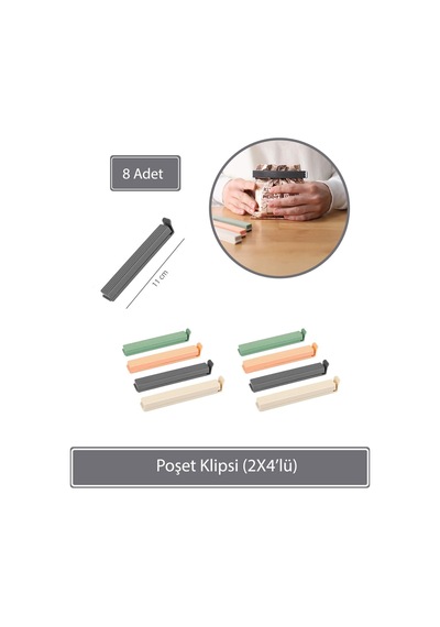 Poşet Klipsi - 8 Li Plastik Beyaz Diğer