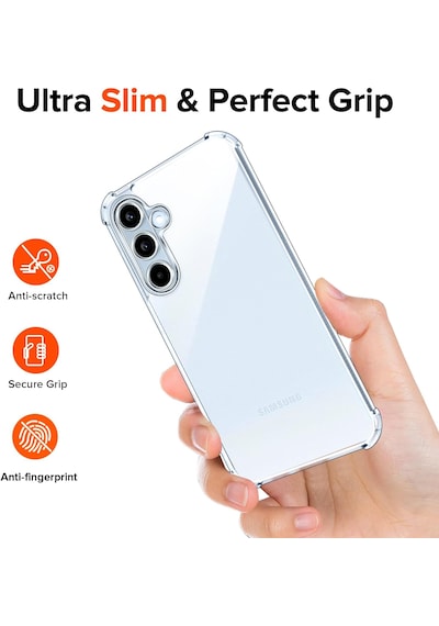 Samsung Galaxy S25 Uyumlu Kılıf Antişok Şeffaf Silikon + 9h Cam Set
