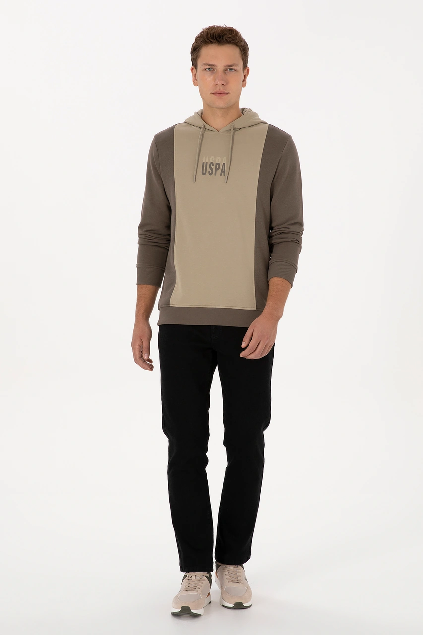 U.S. Polo Assn. Erkek Regular Fit Kapüşonlu Vizon Sweatshirt 50316365-VR052