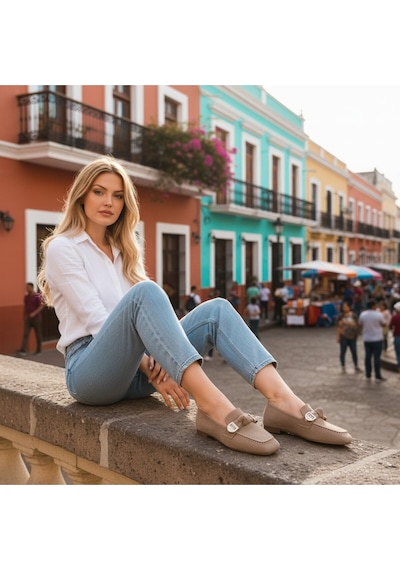 Aska Shoes Shoes Günlük Tokalı Babet 2025aska002 Vizon