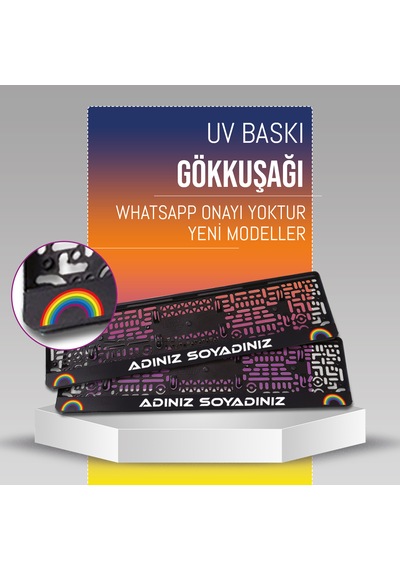Gökkuşağı Plakalık, 2 Adet Premium Uv Baskı, Plakalıkhane