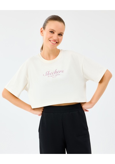 Skechers W Heavy Fabric T-shirt Kadın Beyaz Tshirt S2520183-3855
