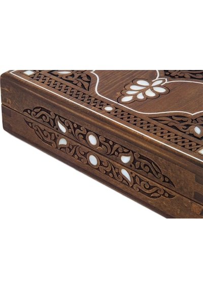 Helena Wood Art Topkapı Sedef Kakma Oymalı Nakışlı Ahşap Tavla Se