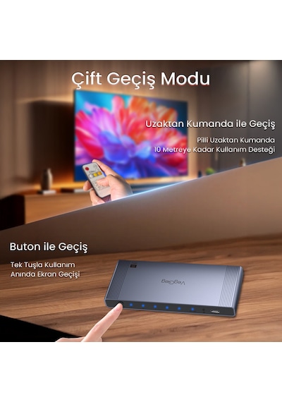 Veggieg 4k Hdmı 2.0 Görüntü Seçici 3 Giriş 1 Çıkış Kumandalı Switch