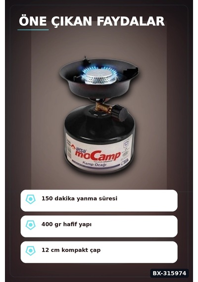 Kamp Ocağı Taşınabilir 600 Derece Isıya Dayanıklı Fırın Boyalı Paslanmaz Tekli Bx-315974 Çok Renkli