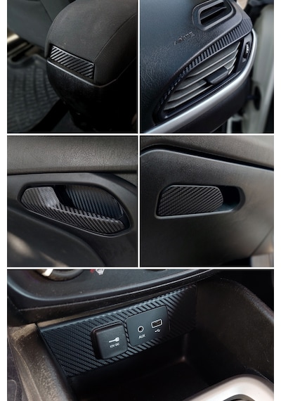 Fiat Egea Uyumlu İç Trim Kaplama Set Mat Karbon Siyah Kaplama Rengi - Siyah Karbon