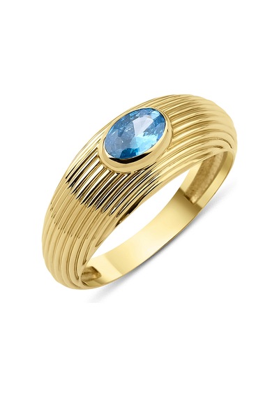 Fiyonk Kuyumculuk 14 Ayar Altın Aquamarine Detaylı Yüzük 001