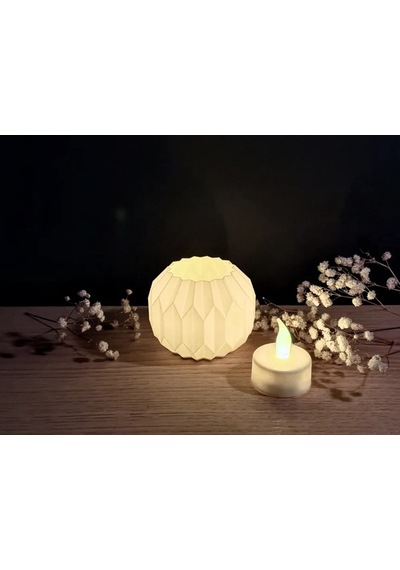 Origamı Tasarım Mumluk Led Led Mum Şamdan Modern ŞEFFAF