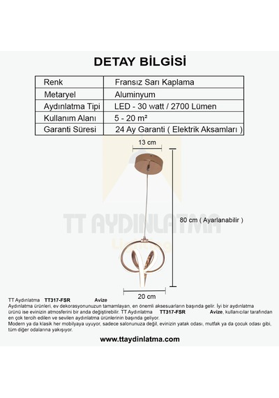 Tt317-fsr Tt Stilla Fransız Sarısı Kaplama 3 Renk Işık Avize Rosegold