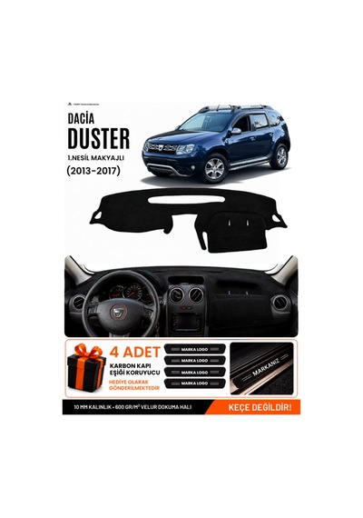 Dacia Duster 1.nesil Makyajlı 2013-2017 Uyumlu Torpido Örtüsü, Torpido Kılıfı - Siyah
