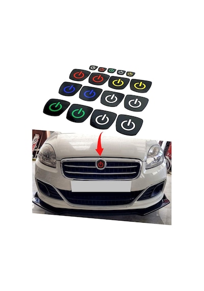 Fiat Linea Logo Içi Power Buton Sticker 3 Lü Set