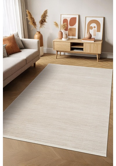 Icon Ic005b Bej Modern Desenli Akrilik Pamuk Tabanlı 4 Mevsim Salon Koridor Oturma Oda Halısı-750 Bej
