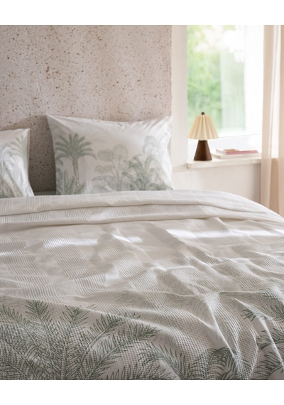 Madame Coco Aruba King Size %100 Pamuk Karde Baskılı Pike Takımı - Haki 8684427310434 Çok Renkli