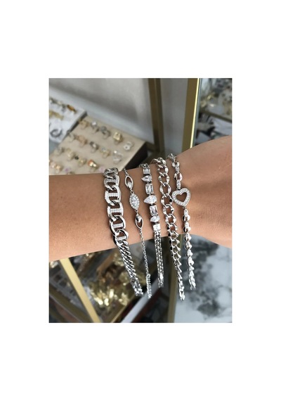 Zincir Silver Model Bileklik Kararmaz Gümüş