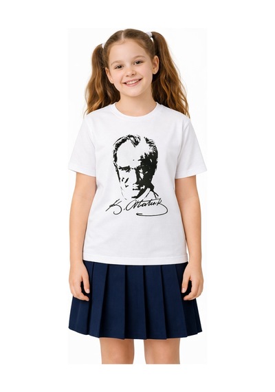 Atatürk Baskılı Çocuk Tişört Bgl-st05506 Beyaz