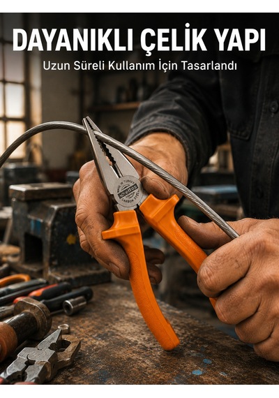 Dövme Çelik Pense Ergonomik Kaymaz Saplı El Aleti - Lisinya
