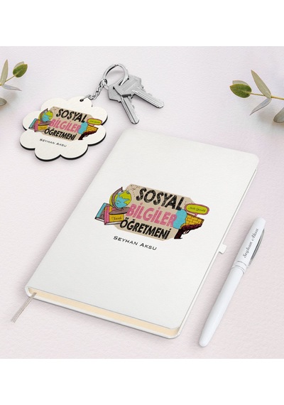 Kişiye Özel Sosyal Bilgiler Öğretmeni Beyaz Defter Kalem Ve Anaht N11.15895
