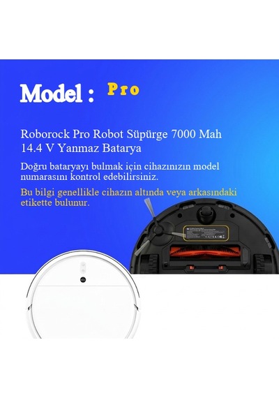 Roborock Pro Robot Süpürge 7000 Mah 14.4 V Yanmaz Batarya  Uyumlu Uzun Ömürlü, Yüksek Performans Pil