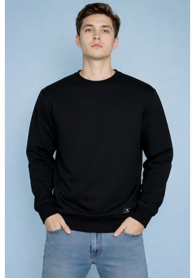 Coupon Sweatshirt Bisiklet Yaka Siyah