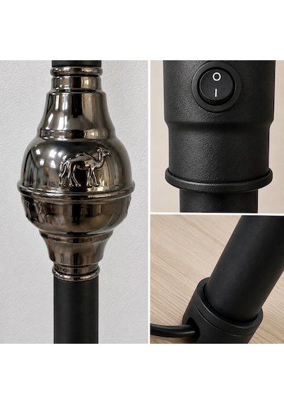 Enderun Tripod Metal Ayaklı Lambader Siyah Hazır Başlık Köşe Lambası Salon Aydınlatması