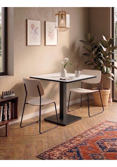 Premium Kompakt Laminat Kare - Cafe Restoran Ev Yemek Masası 60x60 Cm Beyaz Tablalı Siyah Premium Kompakt Laminat Kare - Cafe Restoran Ev Yemek Masası 60x60 Cm Beyaz Tablalı Siyah