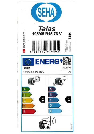 Seha 195/45R15 78V ST54 Talas Yaz Lastiği 2026