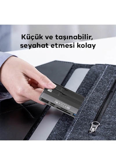 Ally Nk-1048hd 6in1 Usb + Type-c + Lightning + Sd-tf Kart Okuyucu Çevirici Adaptör- 5775