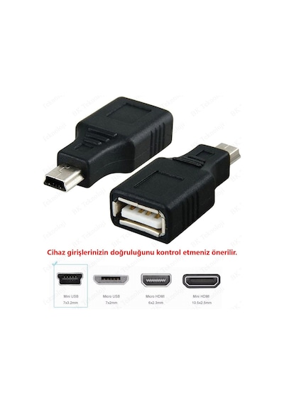 USB Dişi to Mini USB Erkek OTG Araç AUX Çevirici Adaptör