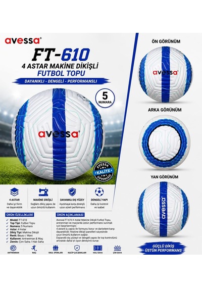 Özel Üretim Ft-610 4 Astar Makina Dikişli Futbol Topu Açık Alan Salon Sporu Çok Renkli